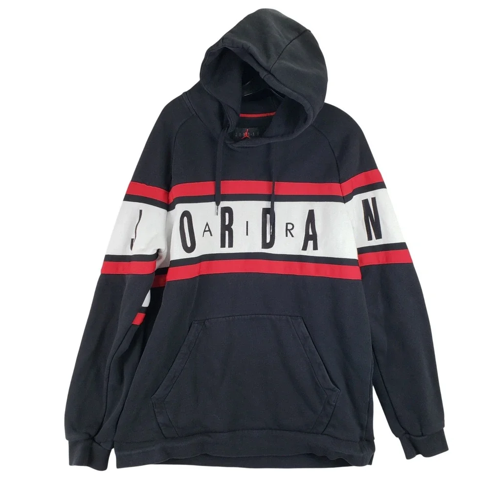 Jordan Jumpman Pullover Hoodie Mens XL Black Red White Sportswear Streetwear